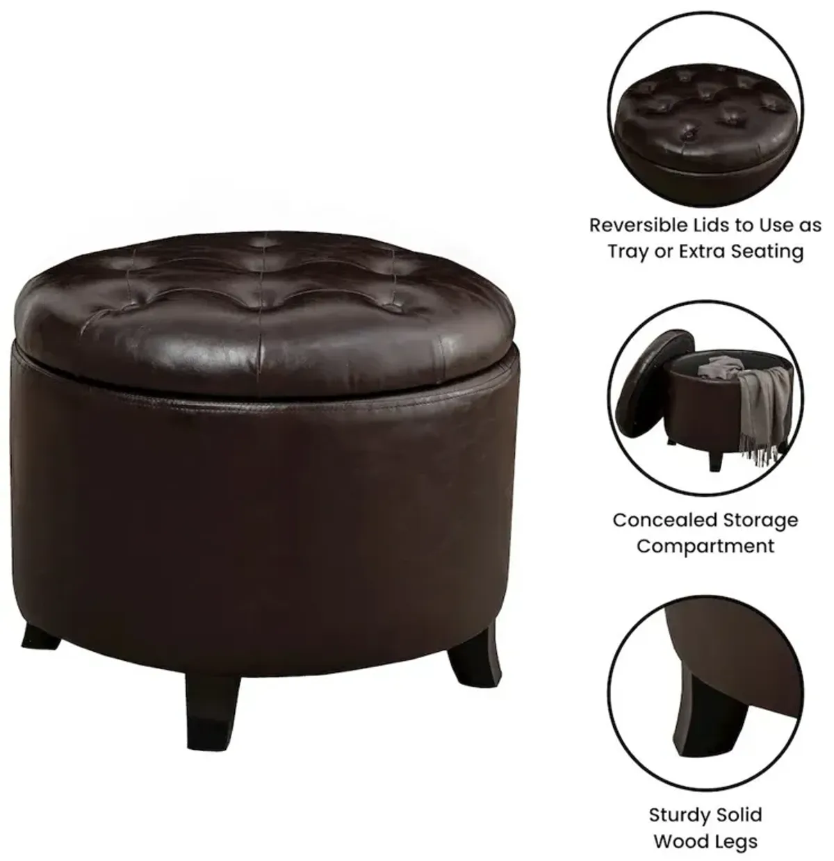 Convience Concept, Inc. Designs4Comfort Round Storage Ottoman