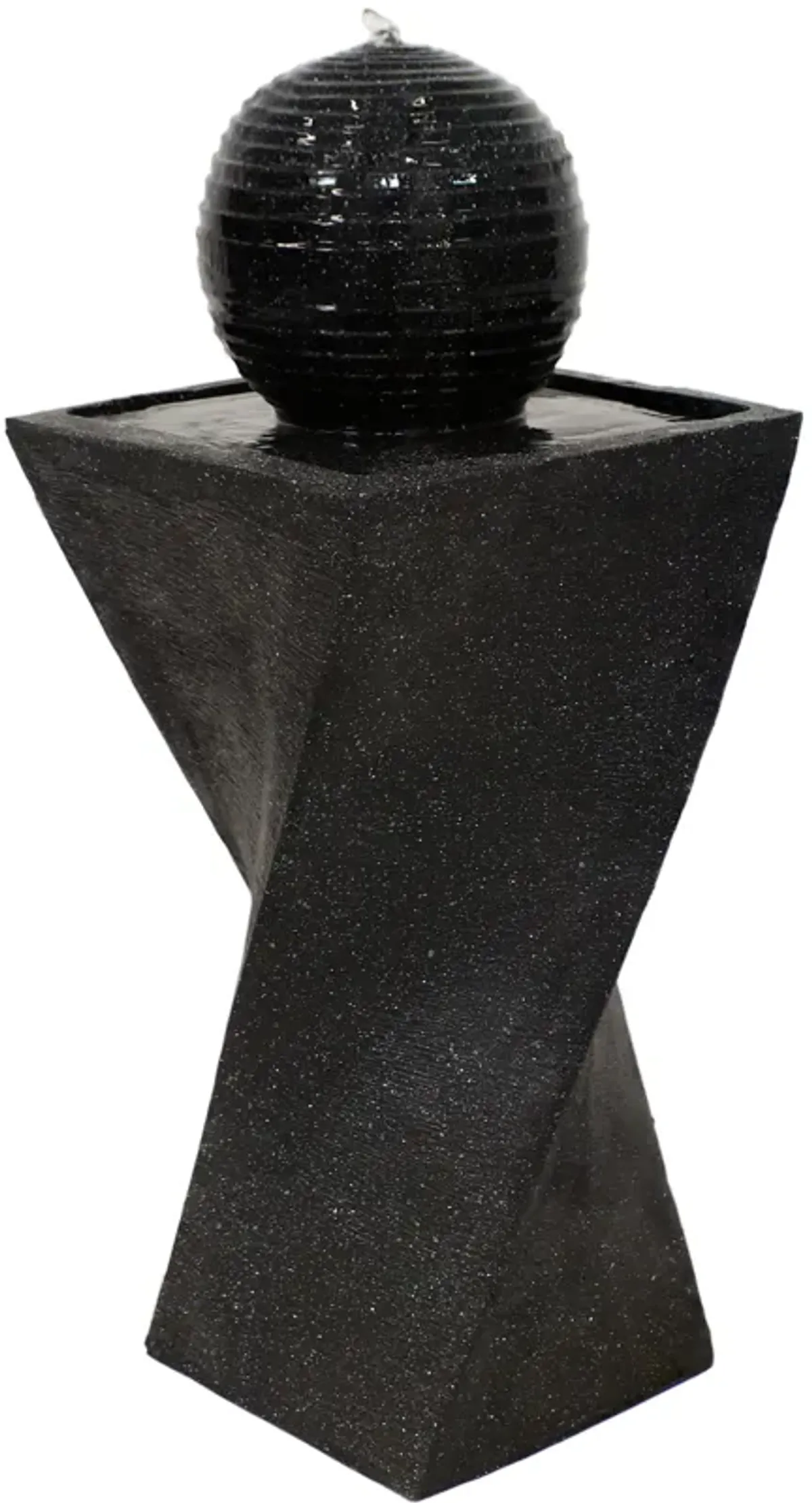 Sunnydaze Black Ball Solar Water Fountain with Battery/LED Lights - 32 in