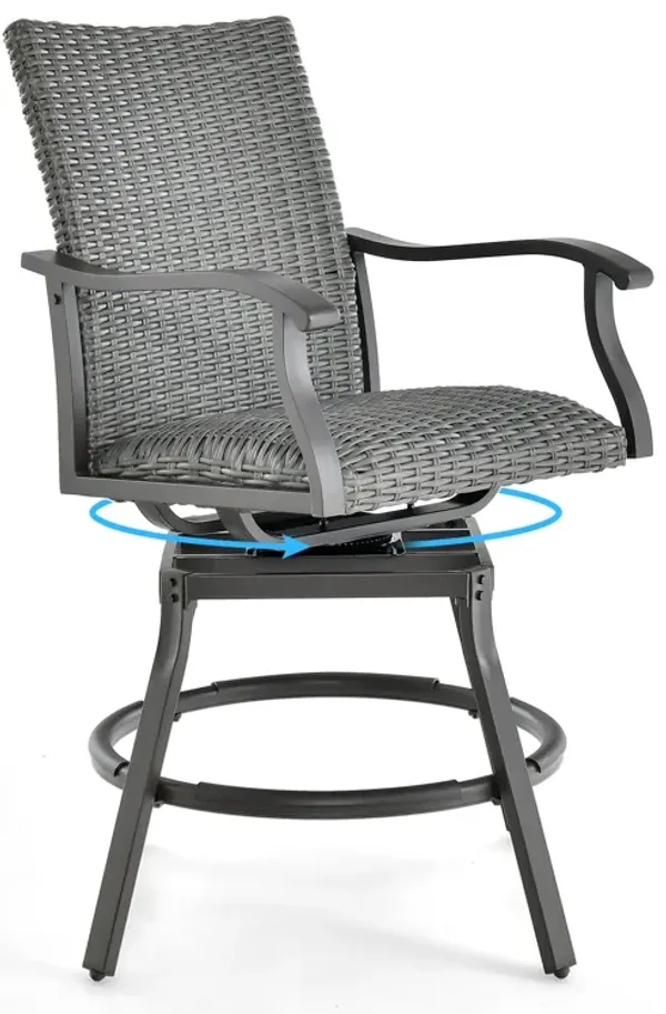 3 Pieces Swivel Bar Set with 4D Air Fiber Cushion