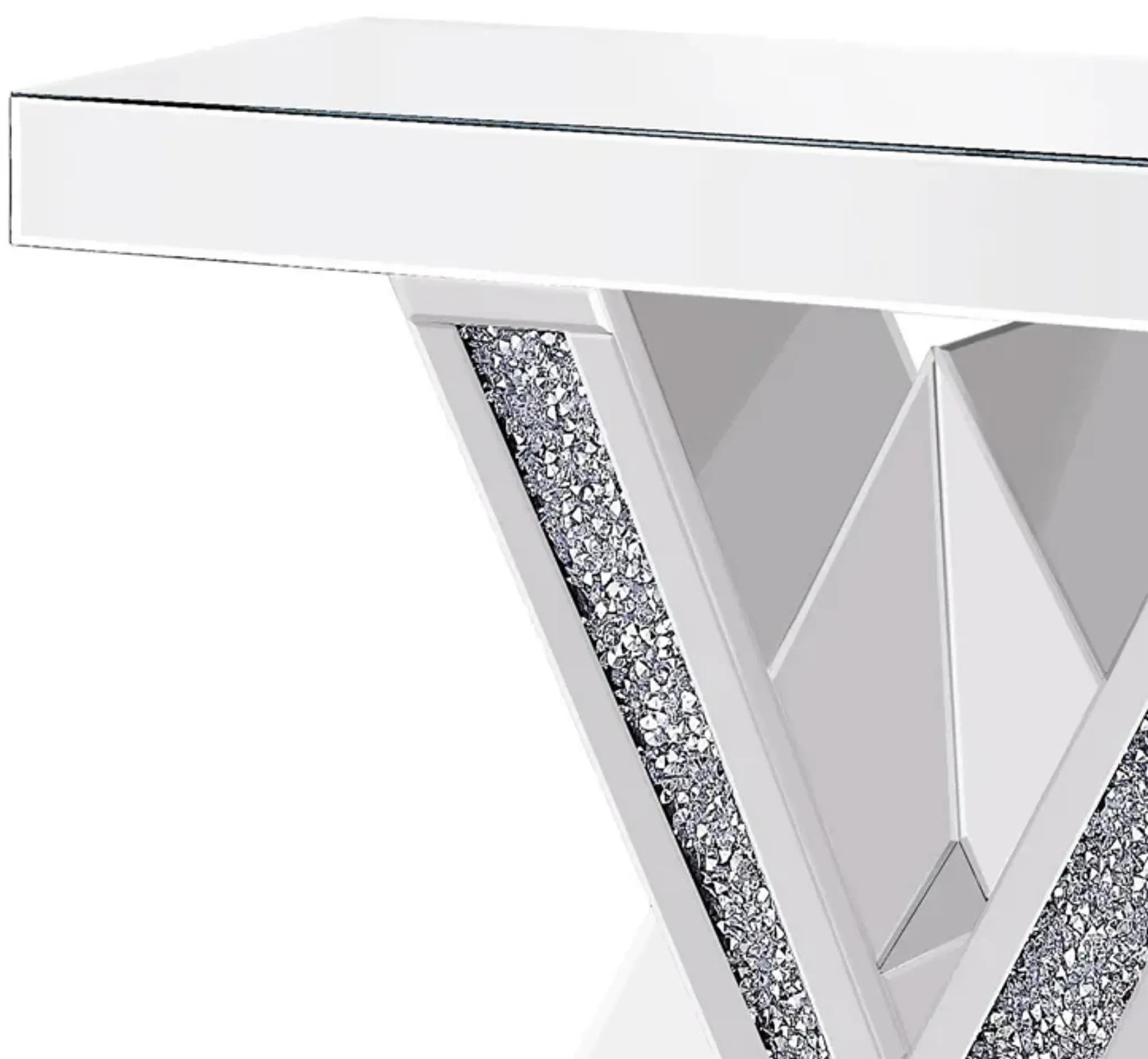 Wood And Mirror Console Table With Interlocking V Shape Base Clear ...