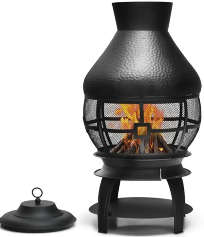 Hivvago Black Rustic Iron Wood Burning Chiminea Fire Pit