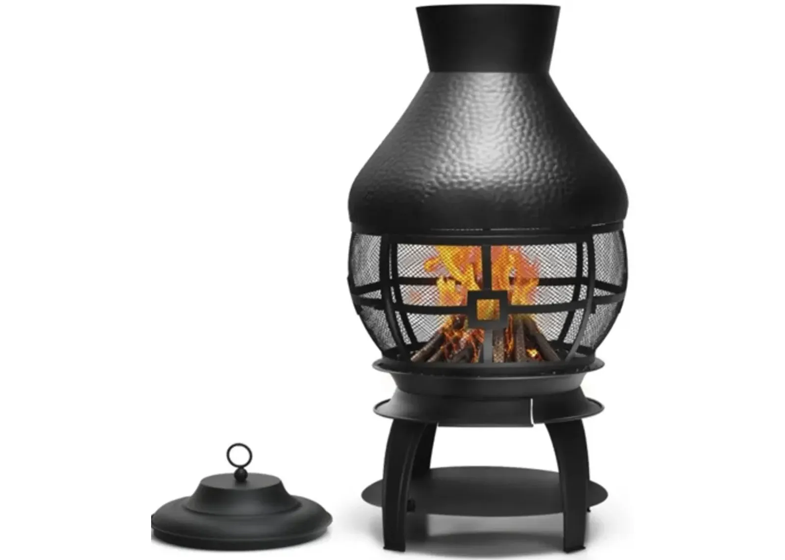 Hivvago Black Rustic Iron Wood Burning Chiminea Fire Pit