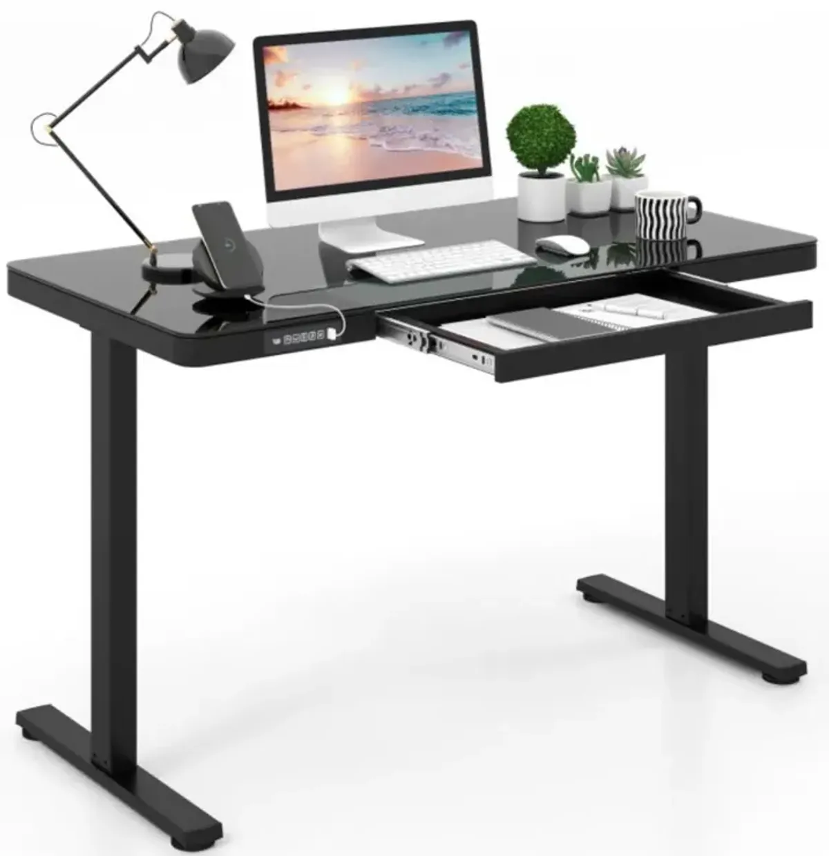 Height Adjustable Electric Standing Desk with Drawer