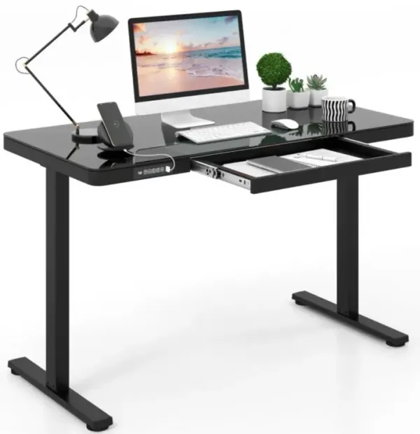 Height Adjustable Electric Standing Desk with Drawer