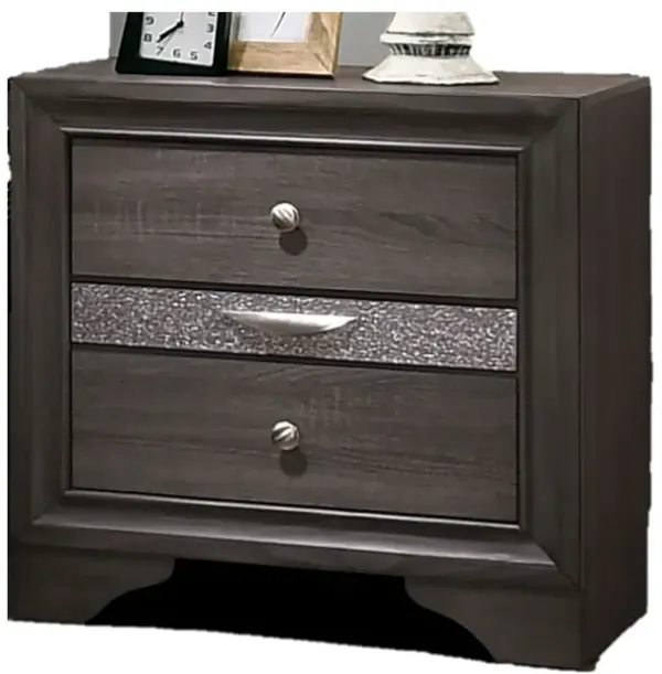 Streamdale Contemporary Silver Nightstand with Hidden Jewelry Drawer