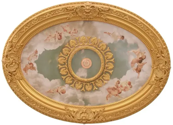 Cherubs Sky Oval Chandelier Ceiling Medallion 44in