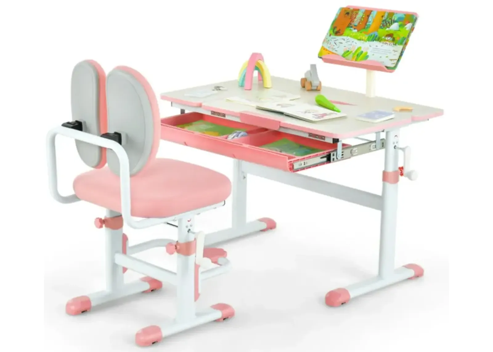 Hivvago Height-Adjustable Kid's Study Desk and Chair Set