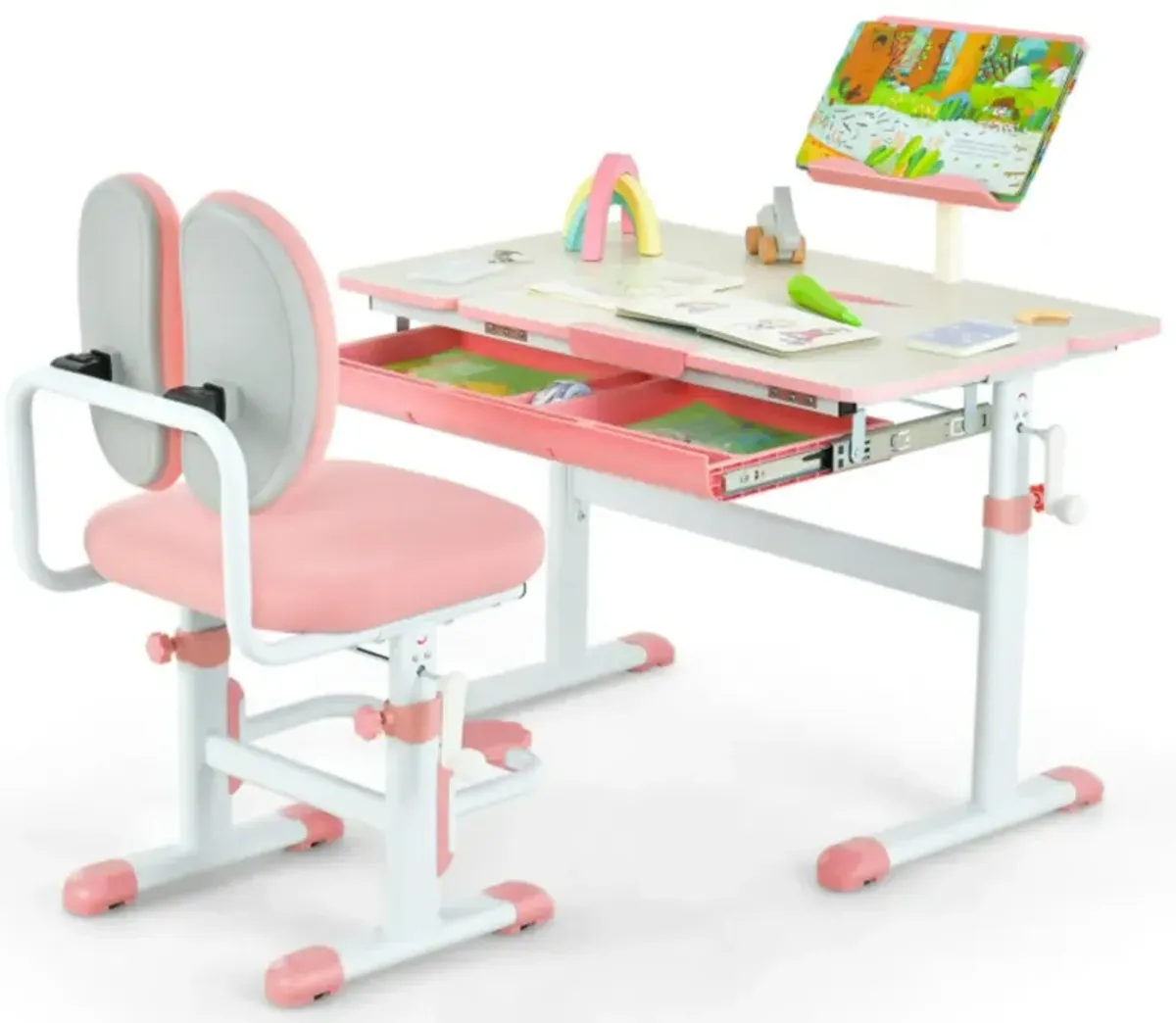 Hivvago Height-Adjustable Kid's Study Desk and Chair Set