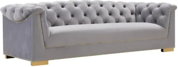 Belen Kox Contemporary Velvet Tufted Sofa with Gold Nailhead Trim, Belen Kox