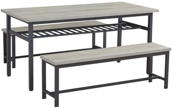 Rustic Grey 3-Piece Dining Table Set for 6
