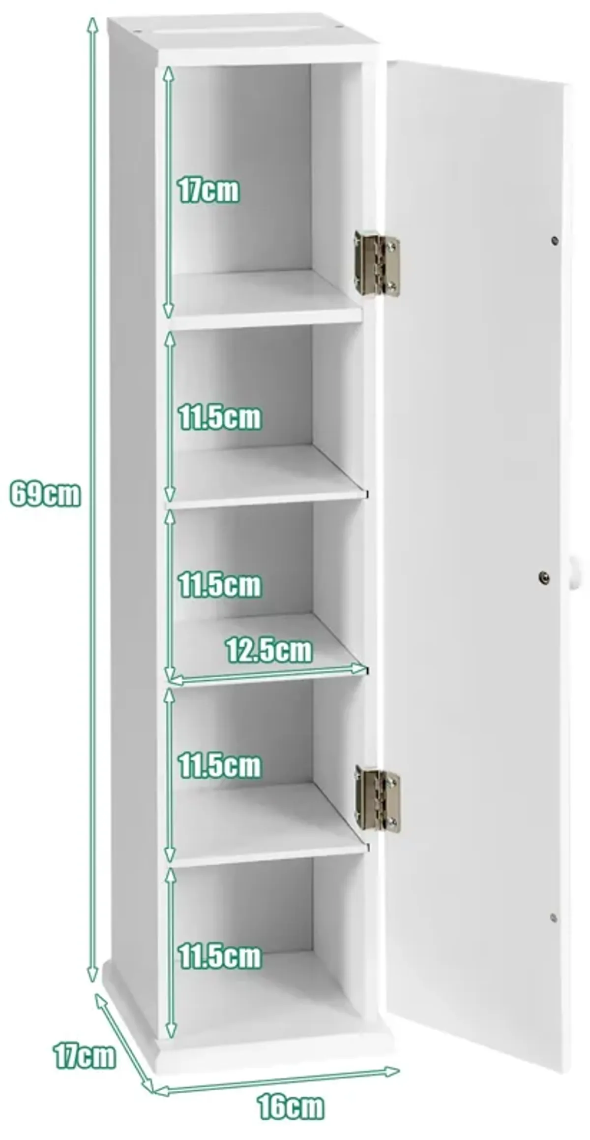 Free Standing Toilet Paper Holder with 4 Shelves and Top Slot for Bathroom