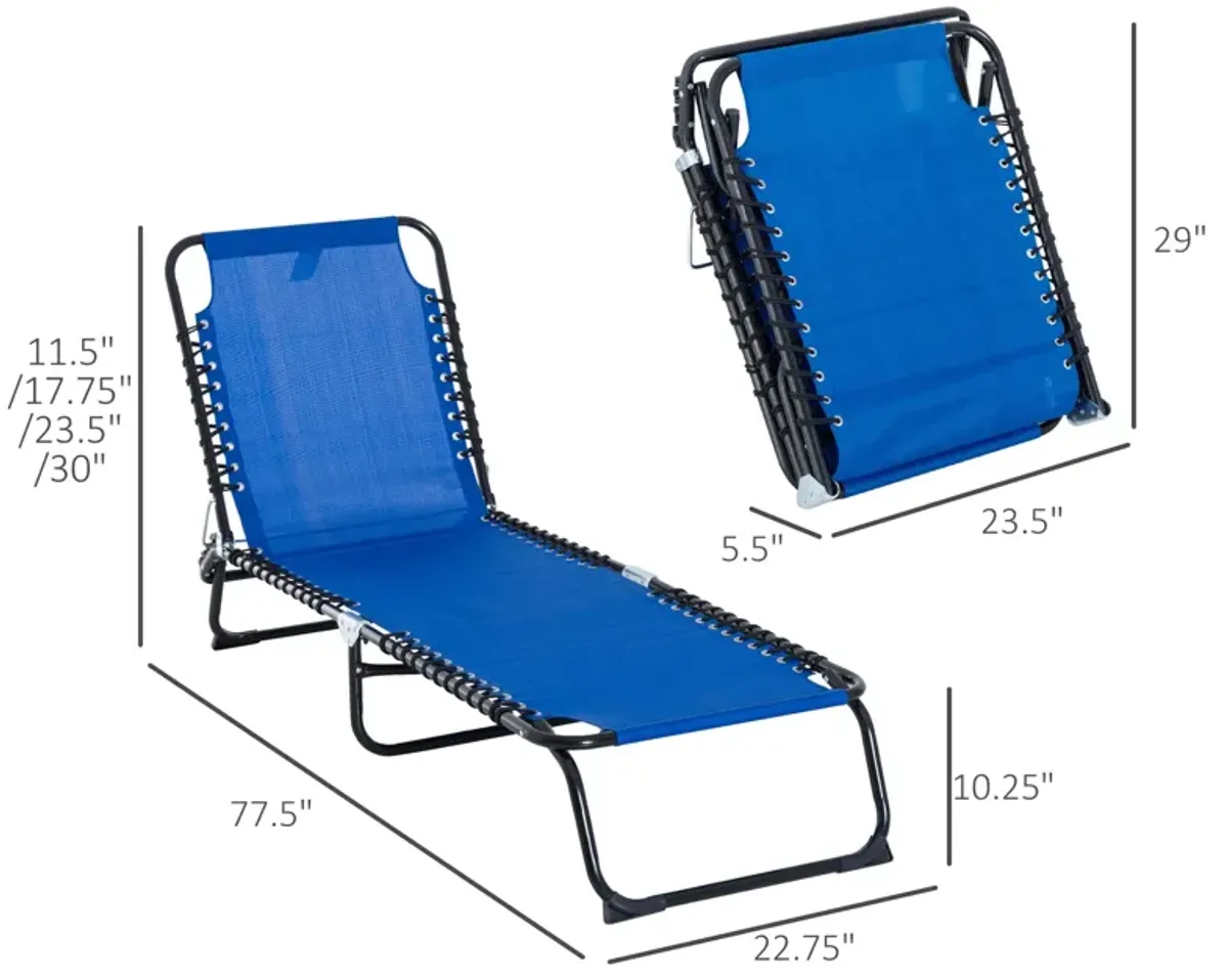 Dark Blue Adjustable Lounger: Foldable 4-Position Outdoor Chaise Bed