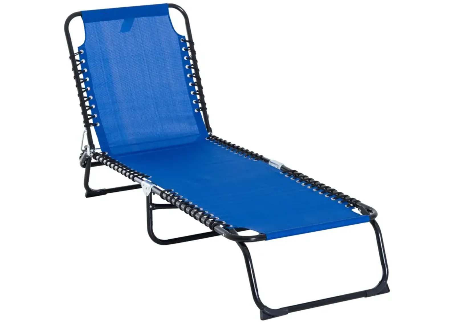 Dark Blue Adjustable Lounger: Foldable 4-Position Outdoor Chaise Bed