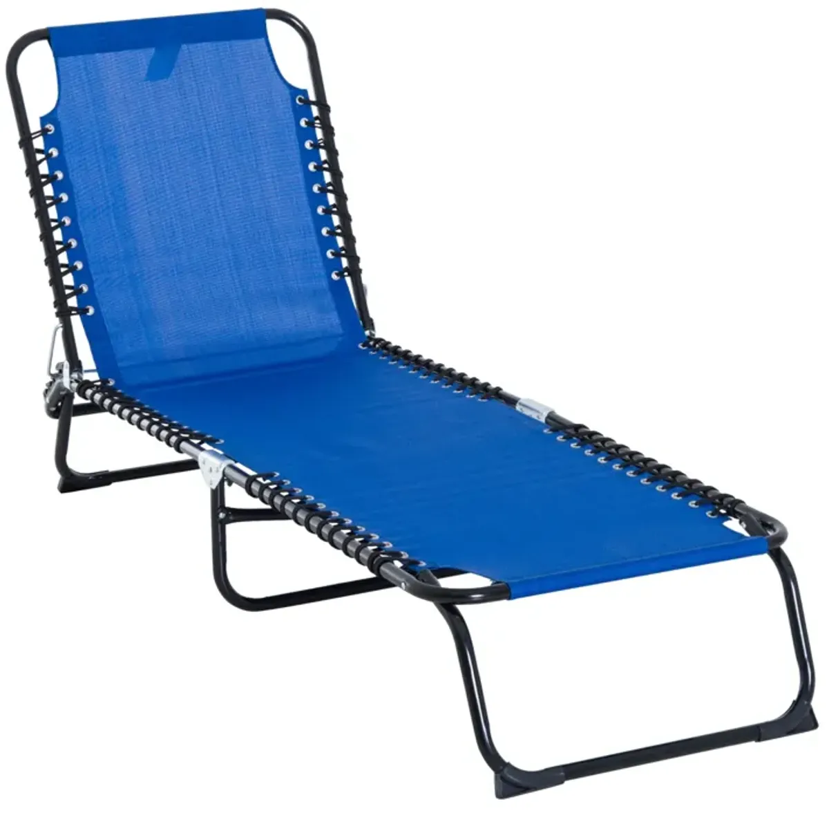 Dark Blue Adjustable Lounger: Foldable 4-Position Outdoor Chaise Bed