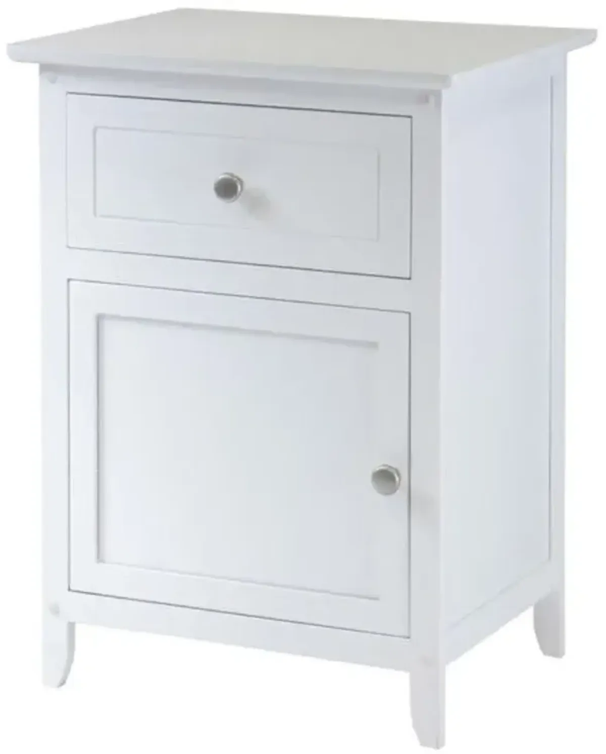 White 1-Drawer Bedroom Bedside Table Cabinet Nightstand End Table
