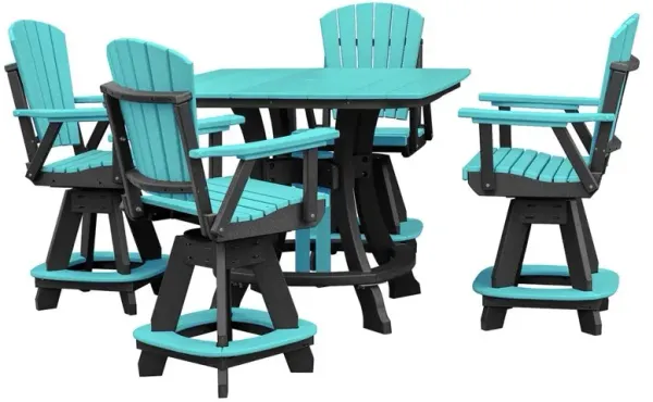 OS Home and Office Model CS130ARB-K Five Piece Square Counter Height Dining Set in Aruba Blue on a Black Base