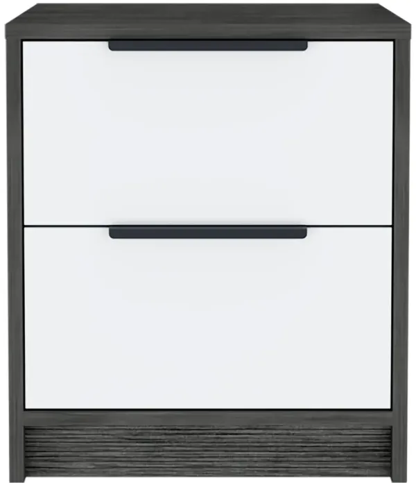 Streamdale Kaia Nightstand, Two Drawers, Metal Handle - Smokey Oak