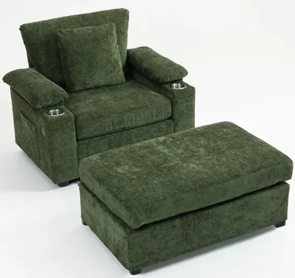 Merax Modern Oversized Chenille Accent Chair with Ottoman & Sofa Bed
