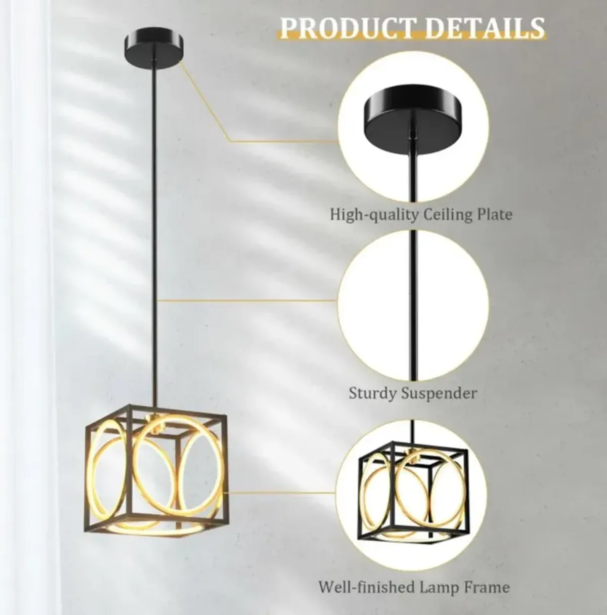 Hivvago Modern LED Pendant Light with 42 Inches Adjustable Suspender