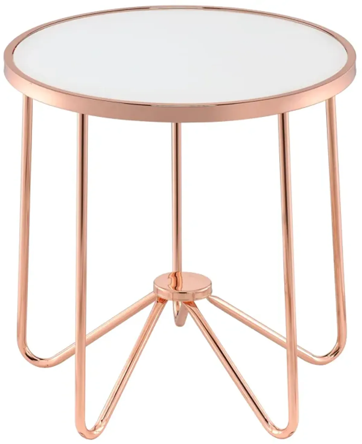 ACME Alivia End Table, Rose Gold & Frosted Glass