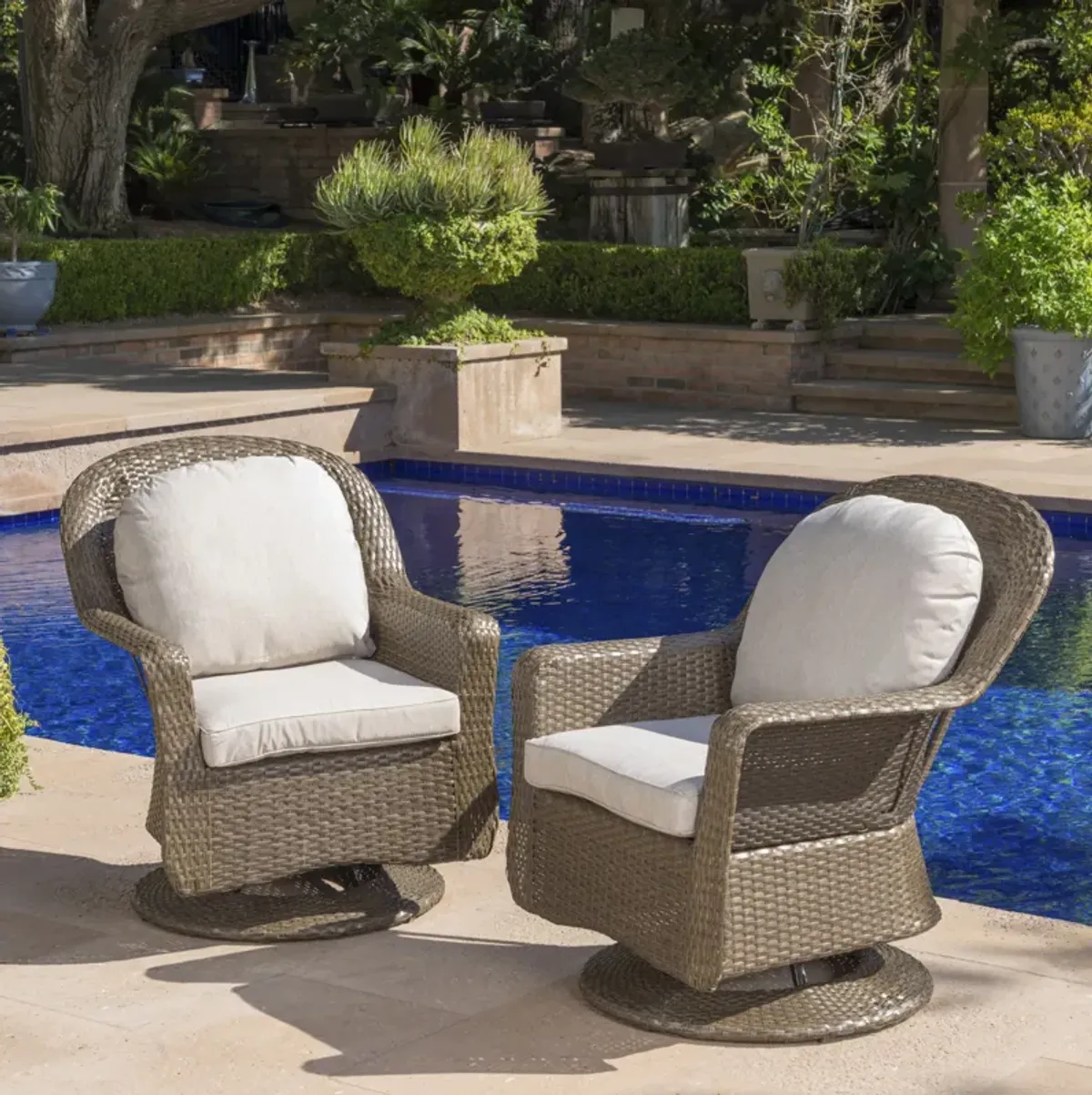 Merax 2 Pieces Outdoor Patio Swivel Rocking Chairs