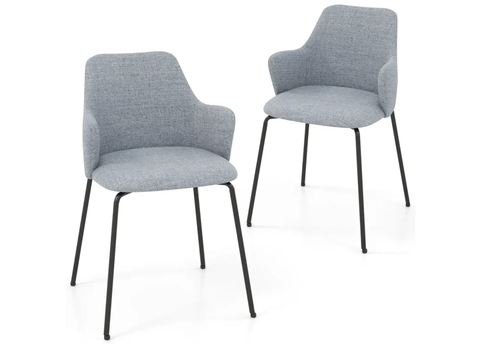 Dining Chairs Set of 2 with Curved Backrest, Wide Seat and Armrests