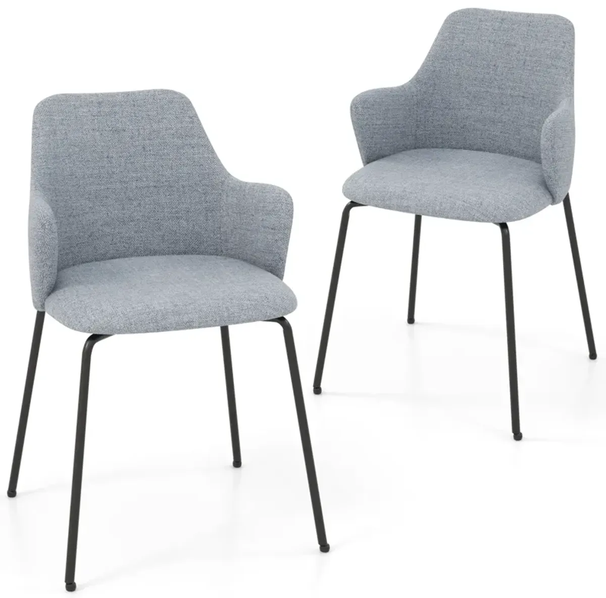 Dining Chairs Set of 2 with Curved Backrest, Wide Seat and Armrests