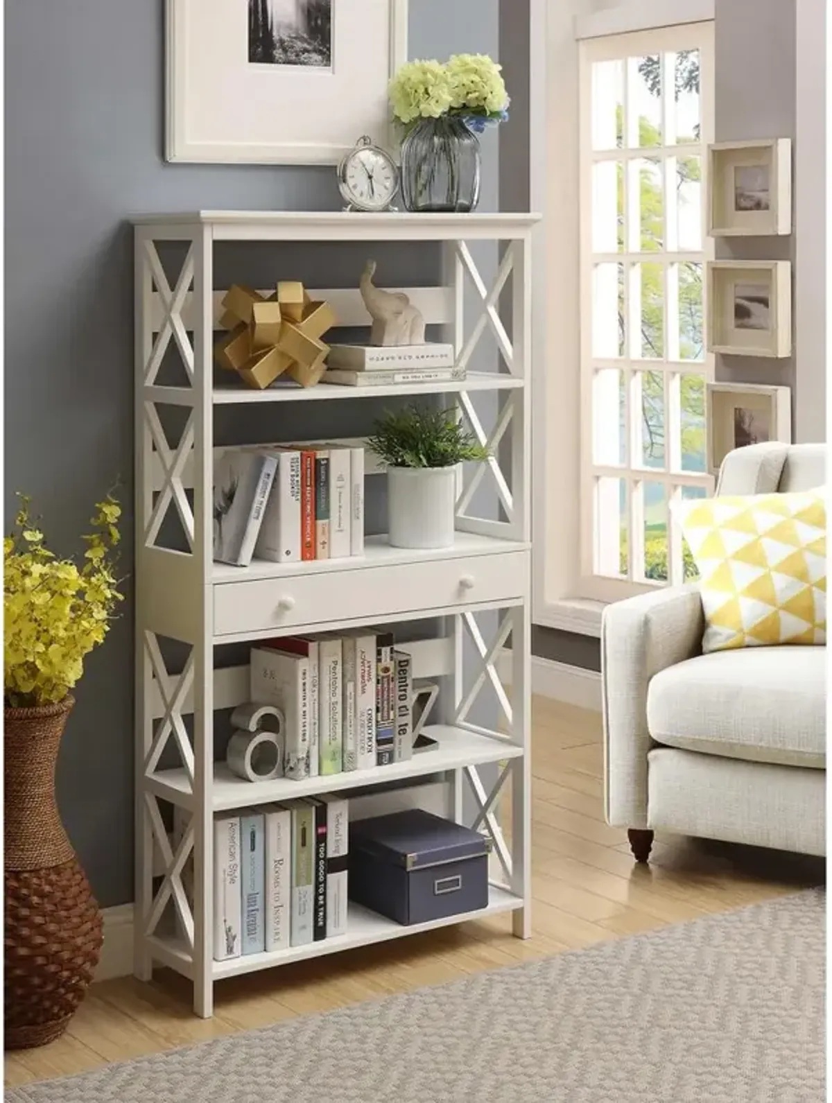 Convience Concept, Inc. Oxford 5 Tier Bookcase with Drawer