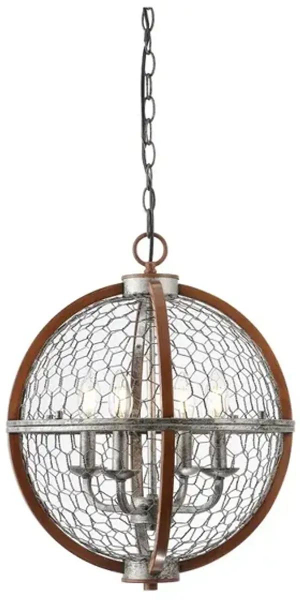 Gaines 4-Light Adjustable Iron Rustic Industrial LED Pendant