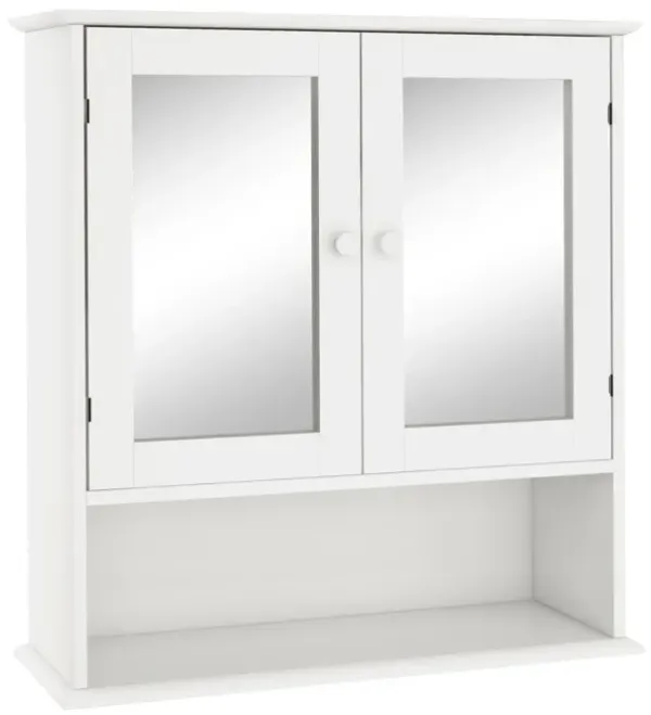 Bathroom Wall Cabinet with Double Mirror Doors and Shelves