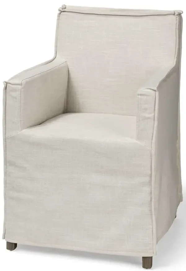 Slipcovered Wood Dining Arm Chair, Removable Cover Side Chair for Dining Room