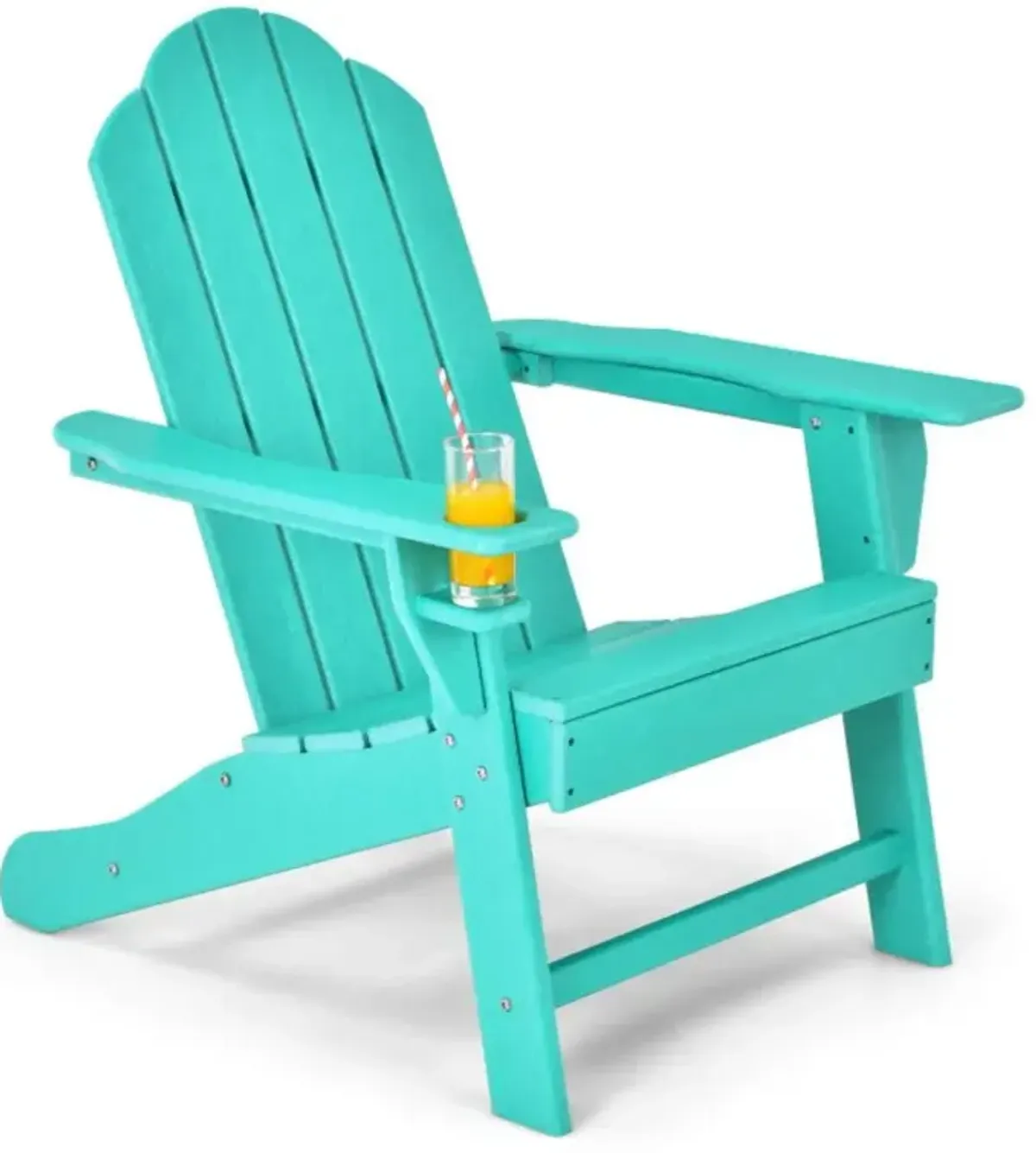 Hivvago Outdoor Adirondack Chair with Built-in Cup Holder for Backyard Porch