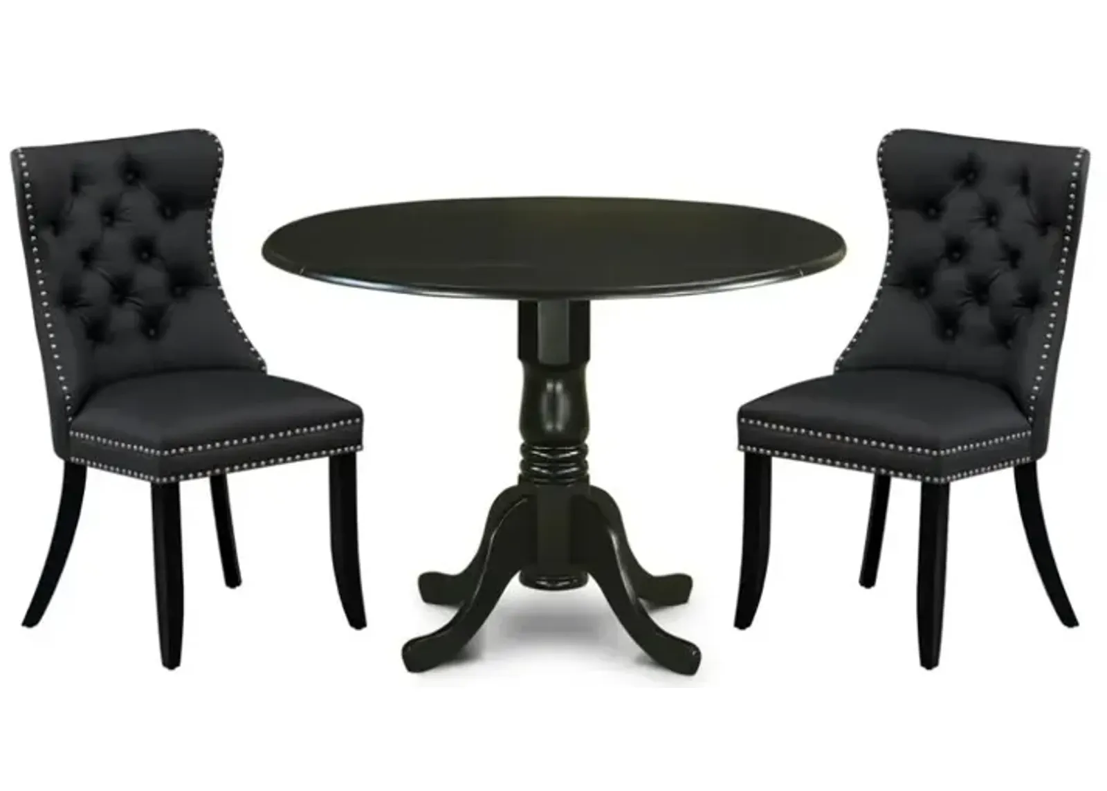 3 Piece Dining Table Set Contains a Round Kitchen Table with Dropleaf