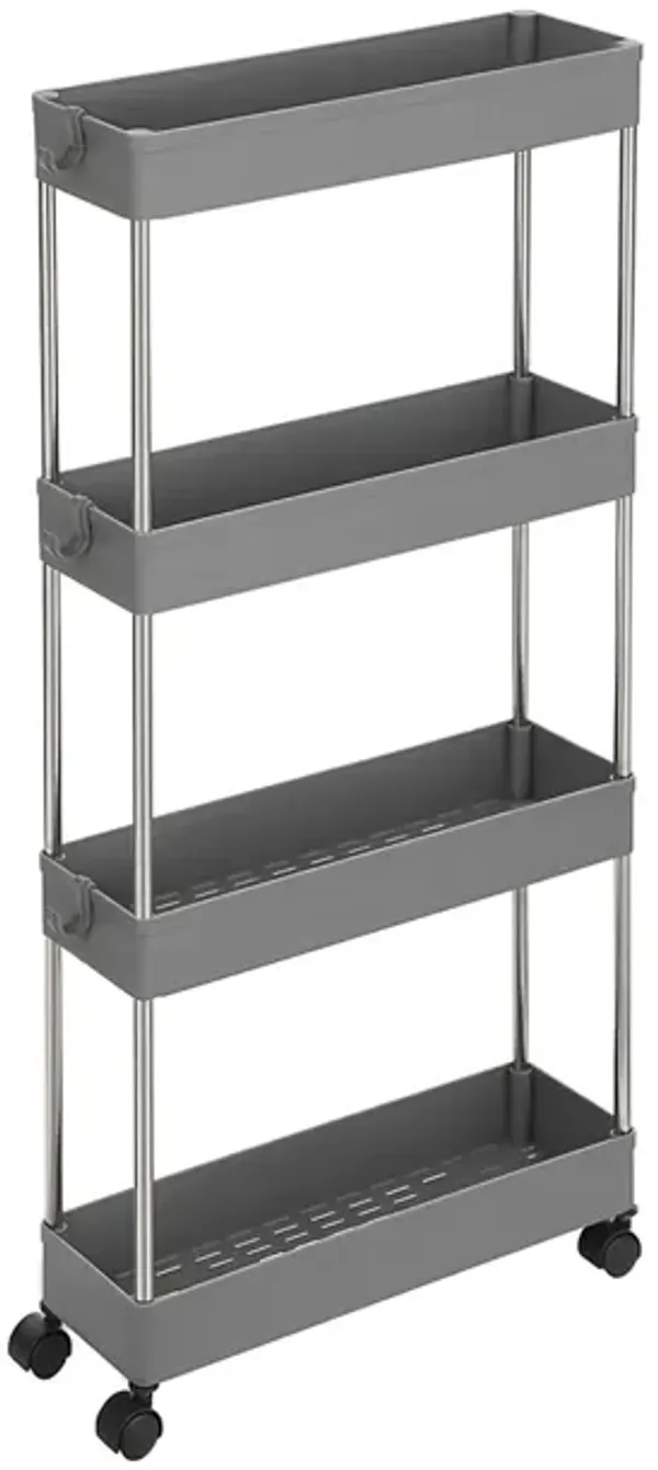 4-Tier Slim Rolling Storage Cart with Wheels - Space-Saving Organizer for Bathroom, Kitchen, and Narrow Gaps
