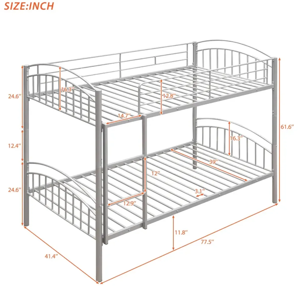 Merax Metal Bunk Bed 2 Beds in One