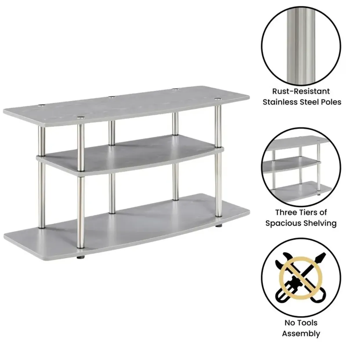 Convience Concept, Inc. No Tools 3 Tier Wide TV Stand for TVs up to 46 Inches