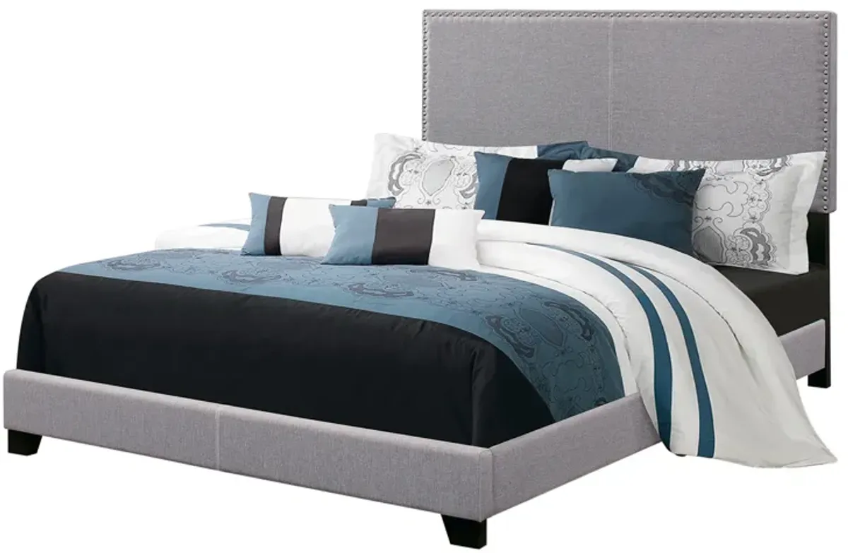 Explicitly Crisp Upholstered Cal King Bed, Gray-Benzara