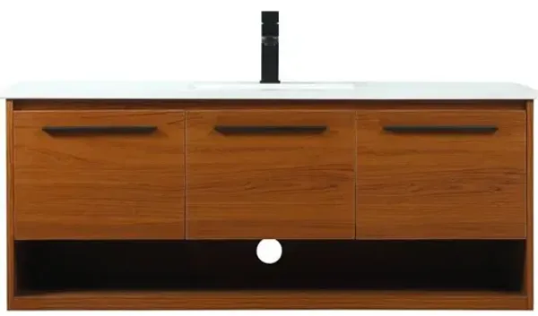 Elegant Kitchen and Bath 48 inch Single bathroom vanity in teak