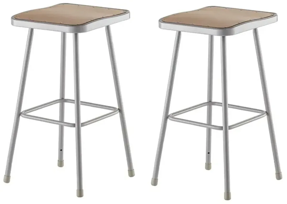 NPS® 30" Heavy Duty Square Seat Steel Stool, Grey