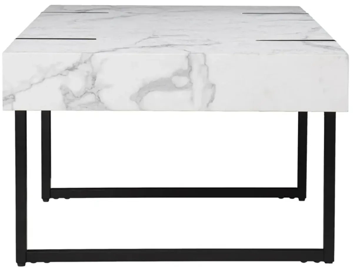 Hivvago 43" White Faux Marble And Metal Rectangular Coffee Table