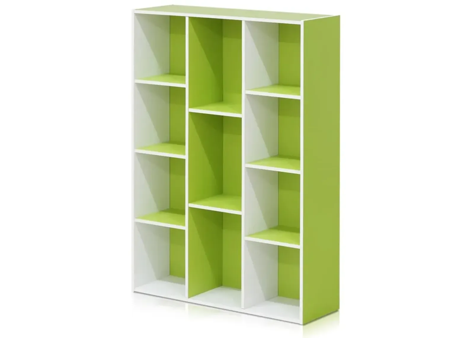 FURINNO 11107WH-GR 7 Reversible, 11-Cube, White Green