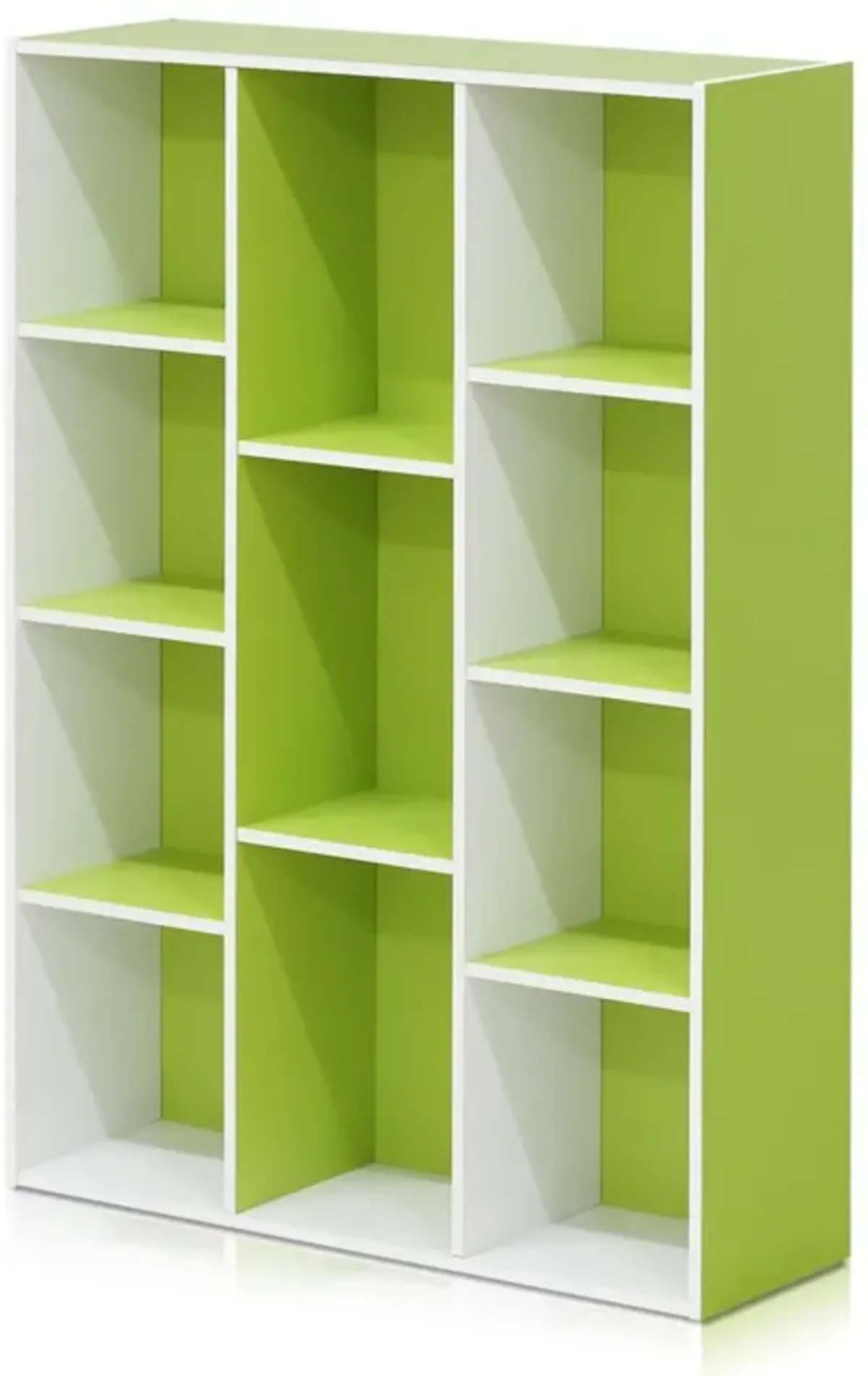 FURINNO 11107WH-GR 7 Reversible, 11-Cube, White Green