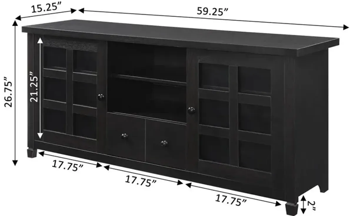 Convience Concept, Inc. Newport Park Lane 1 Drawer TV Stand with Storage Cabinets and Shelves for TVs up to 65 Inches, Black