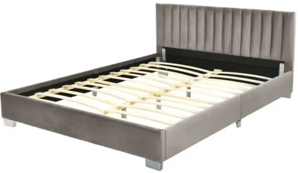 Full Tufted Upholstered Platform Bed Frame with Flannel Headboard