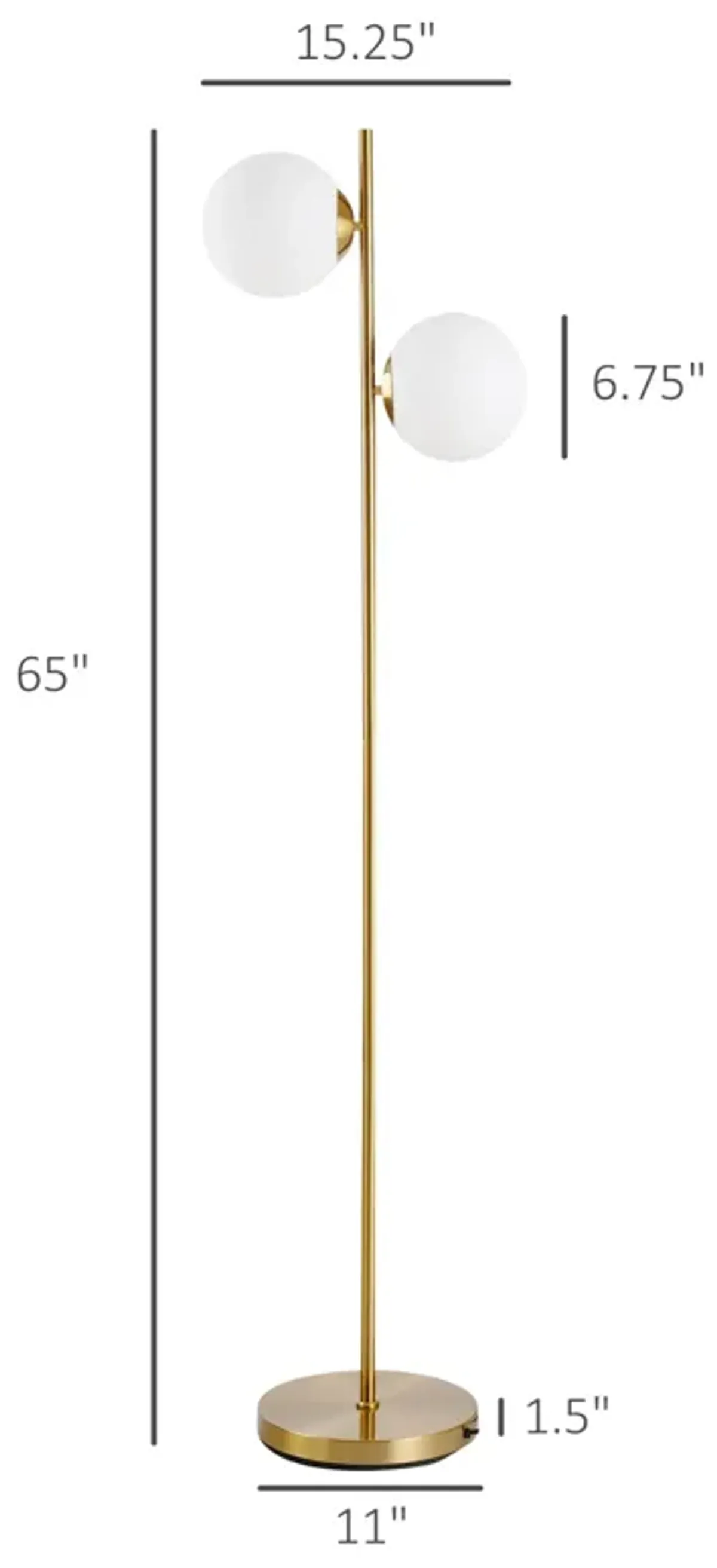 White Modern Illumination: Floor Lamp with 2 Glass Shades