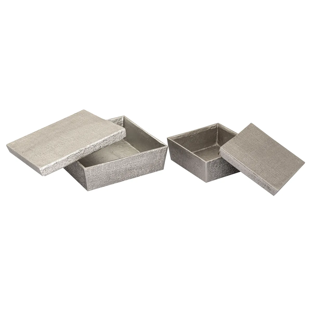 Square Linen Texture Box - Small Silver