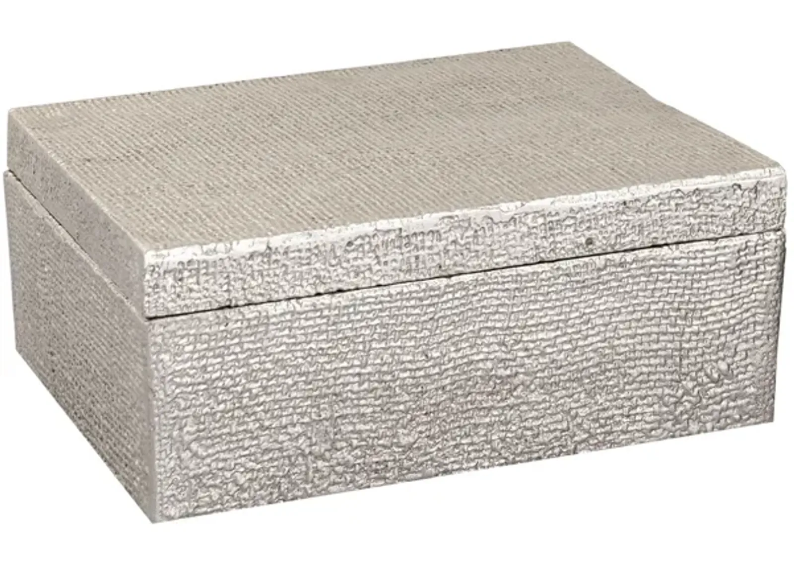 Square Linen Texture Box - Small Silver