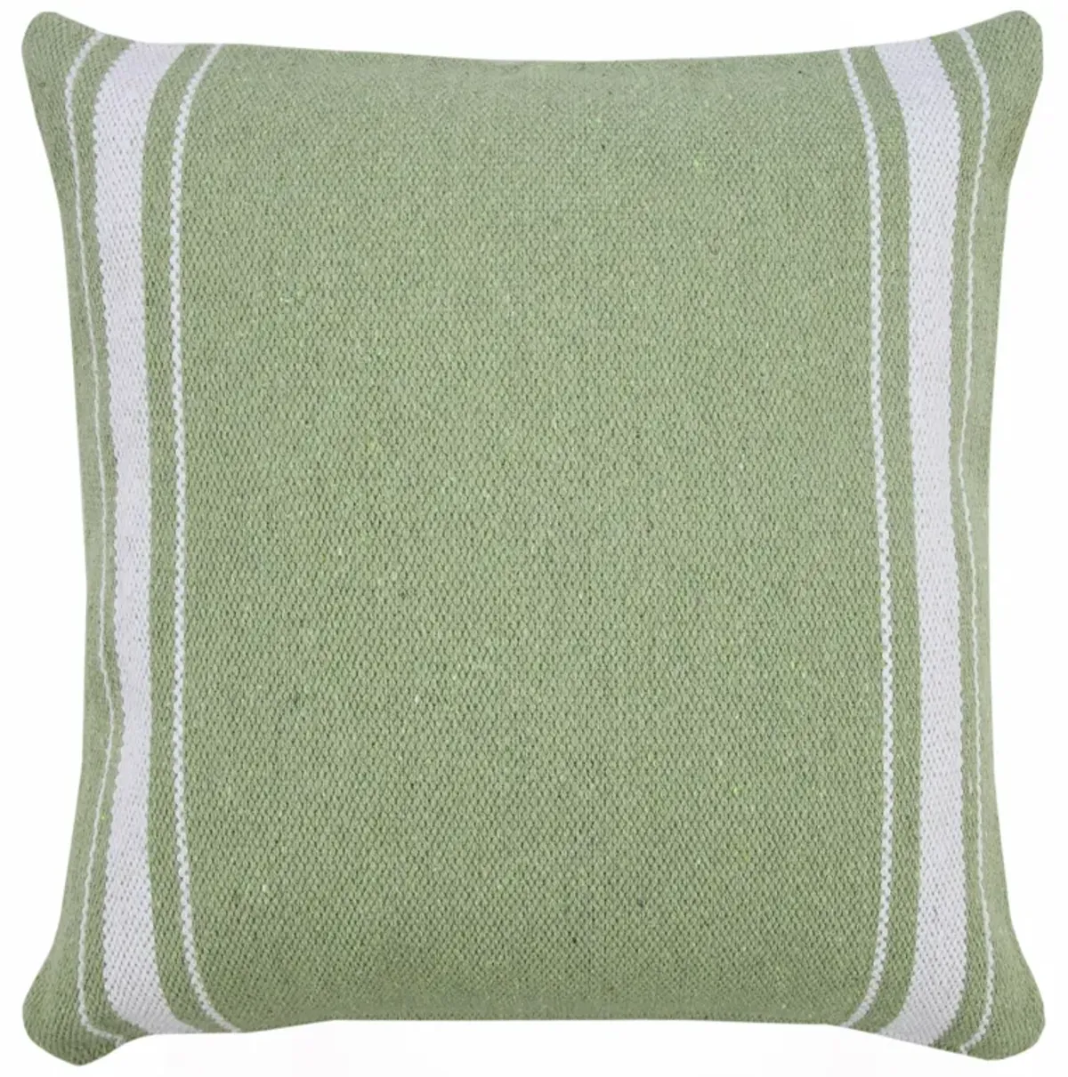 20" Green and White Halo Striped Border Square Throw Pillow