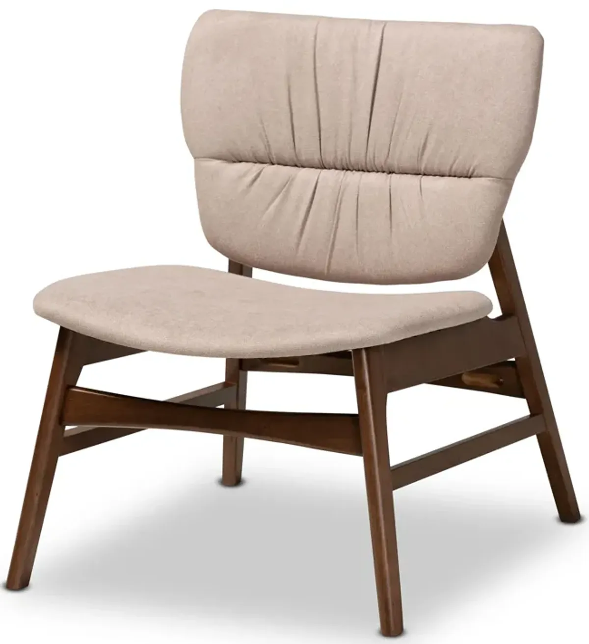 Baxton Studio Benito Transitional Beige Fabric Upholstered Wood Accent Chair