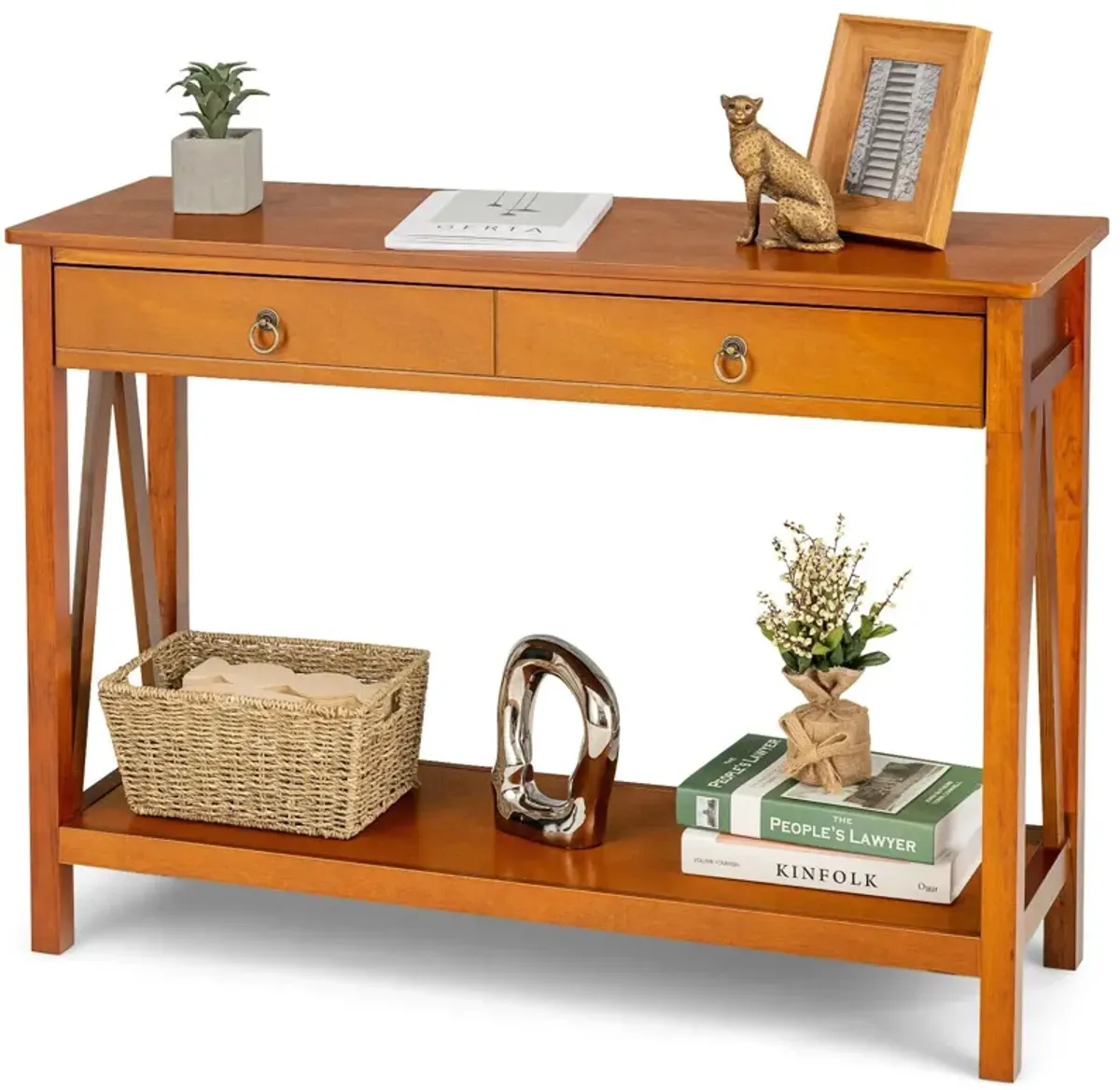 Console Table with Drawer Storage Shelf for Entryway Hallway